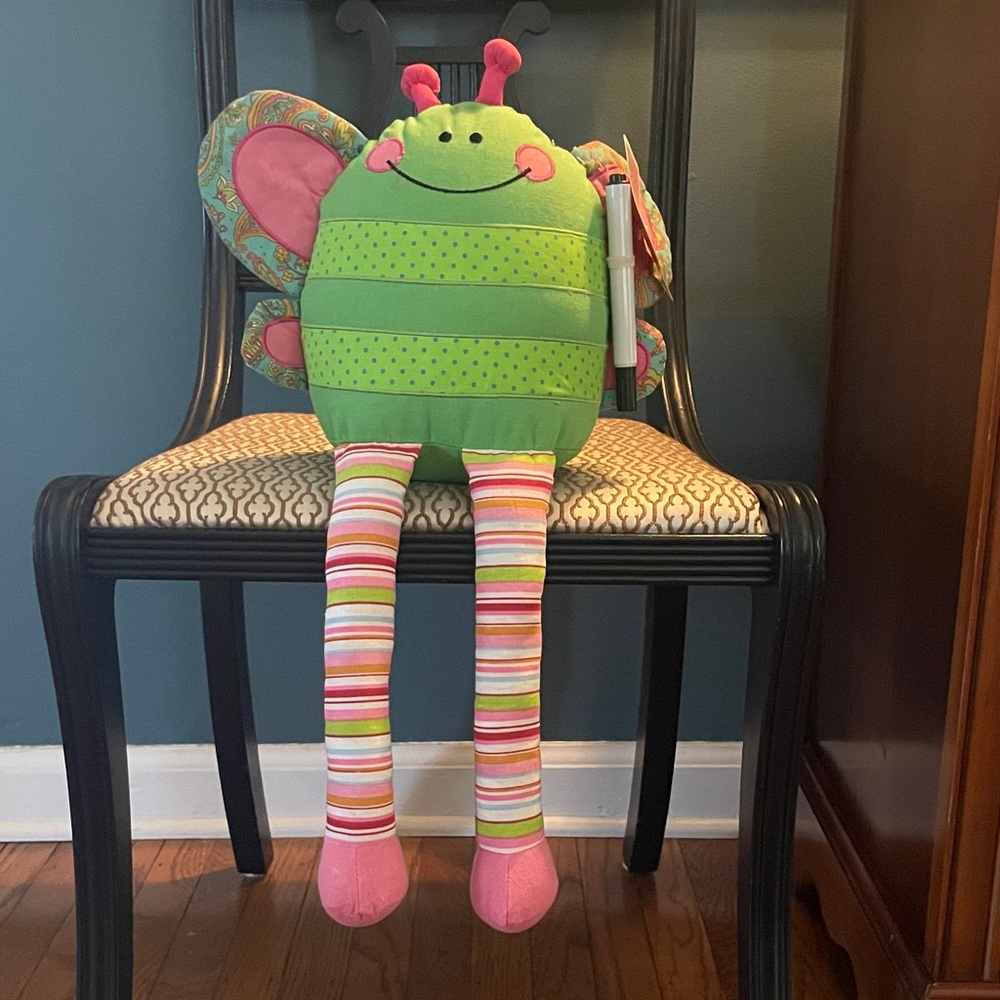 Green and Pink Striped Plush Butterfly for collecting autographs
